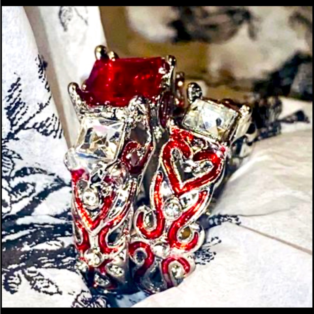 💎Women’s Double 💕 Valentines 2 pc ring set new💎